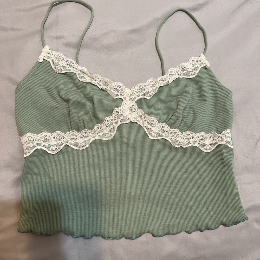 Sage green crop tank top